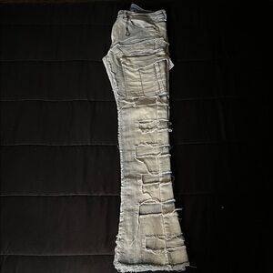 Men's Distressed Skinny Jeans in Cream